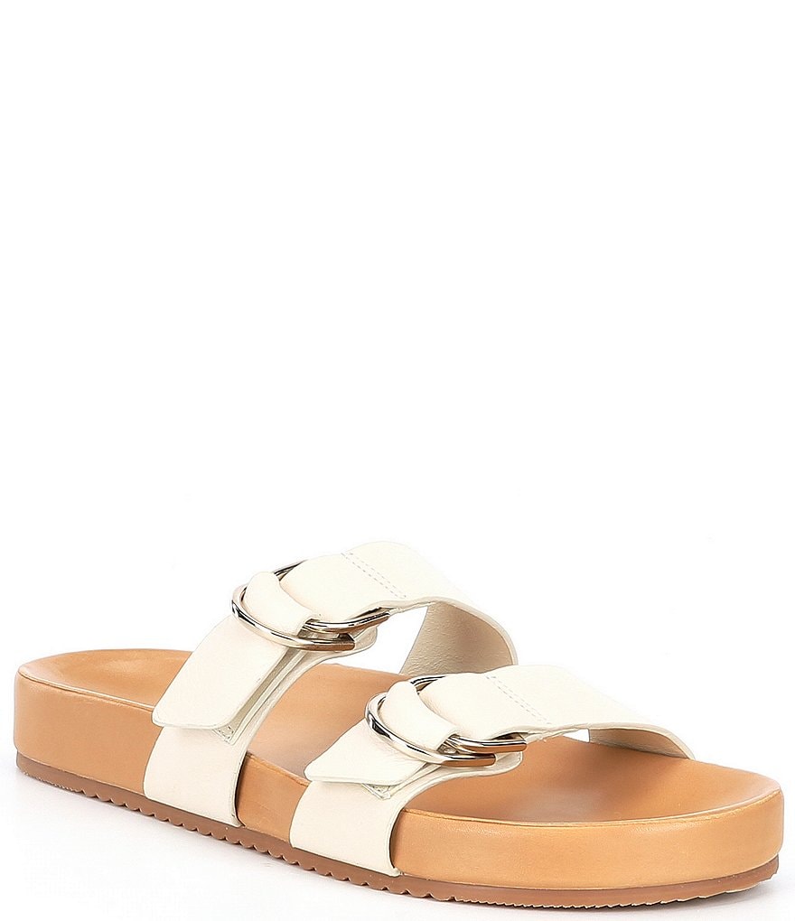 Antonio Melani Branson Leather Double Buckle Sandals