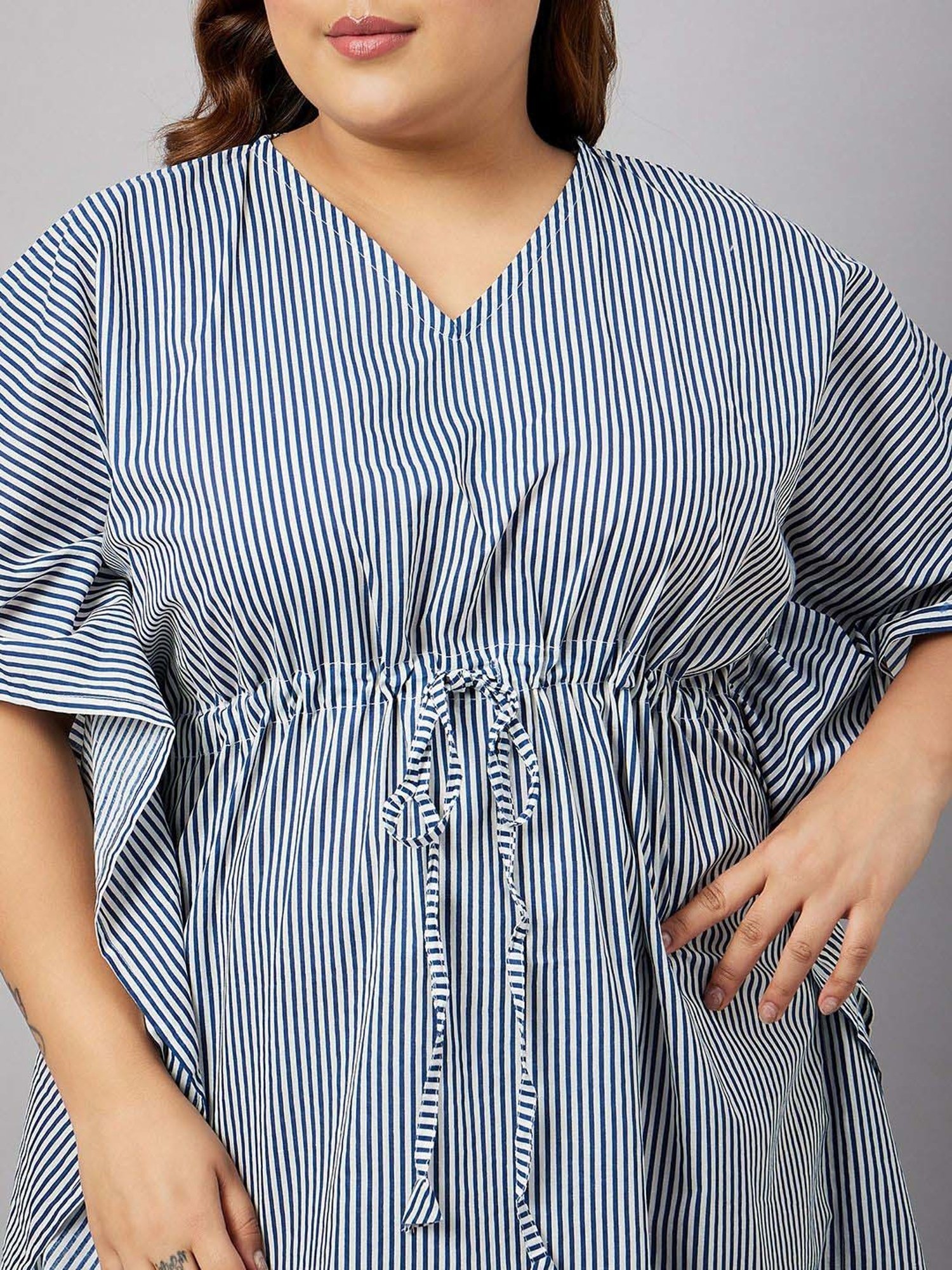 Secrets By ZeroKaata Blue Cotton Printed Kaftan