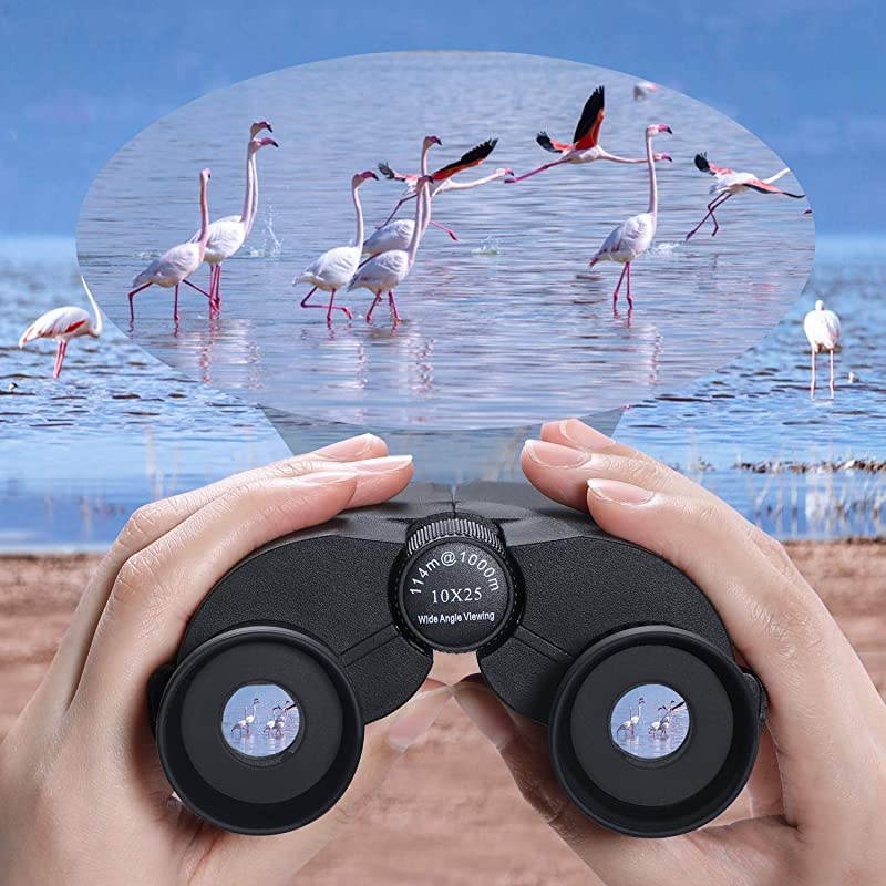 10x25 Powerful Binoculars with Foldable Soft Eyepieces Clear Weak Light Night Vision Compact Lightweight Binoculars for Bird WatchingHuntingSports Games and Concerts For Kids amp Adults