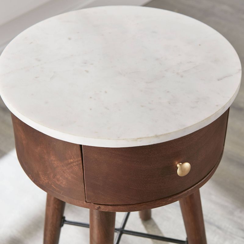 Bangalore Round End Table White/Brown - Steve Silver Co.