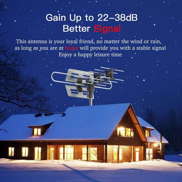 360&deg;Rotation UV Dual Frequency 45-860MHz 22-38dB Outdoor TV Antenna
