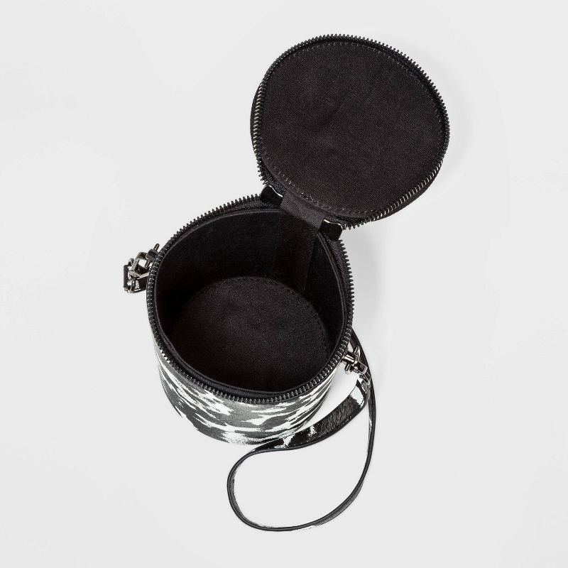 Stella & Max Piper Zip Closure Cylinder Crossbody Bag - White/Cow Print