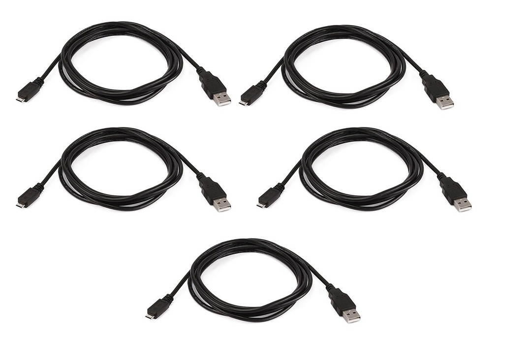 5-Pack Lot of 6ft Micro USB Charger Cables for Android Cell Phones