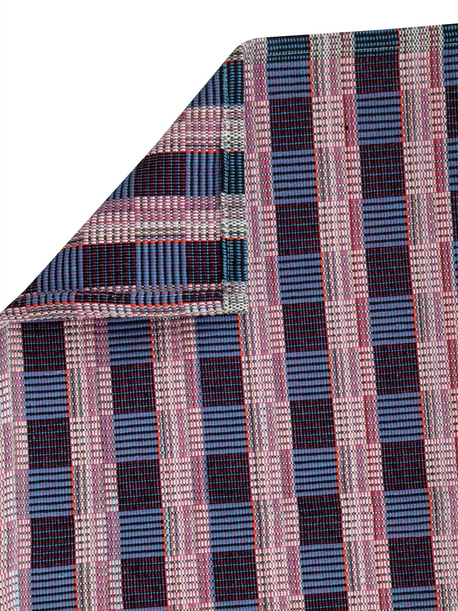 NEUDIS Blue & Red Hand Woven Cotton 6 Seater Table Runner - Set of 1