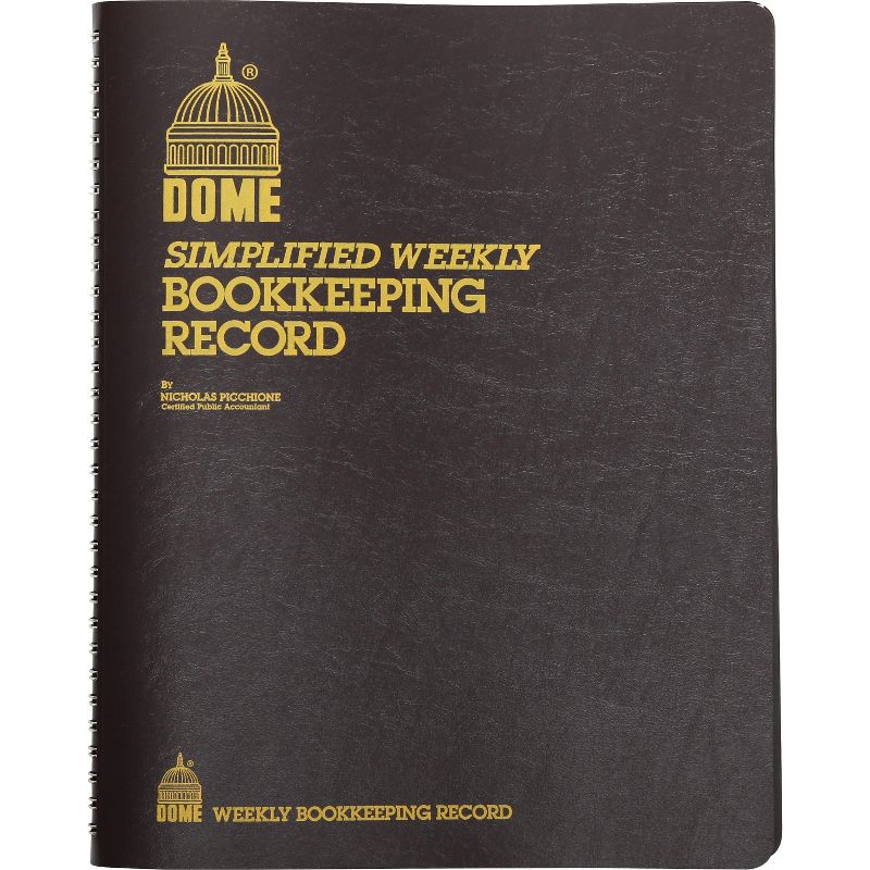 Dome Bookkeeping Record Brown Vinyl Cover 128 Pages 8 1/2 x 11 Pages 600