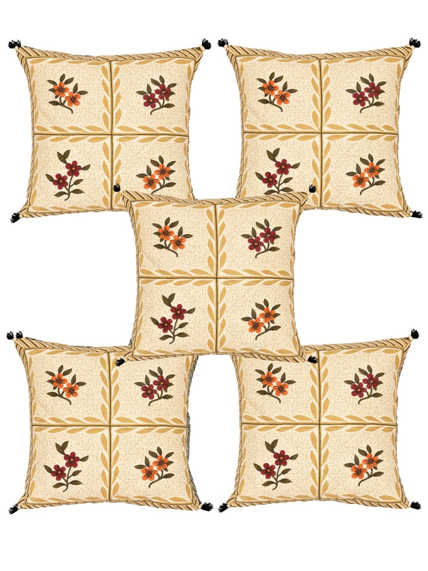 Living Roots Multicolor Cotton Cushion Covers - Set of 5