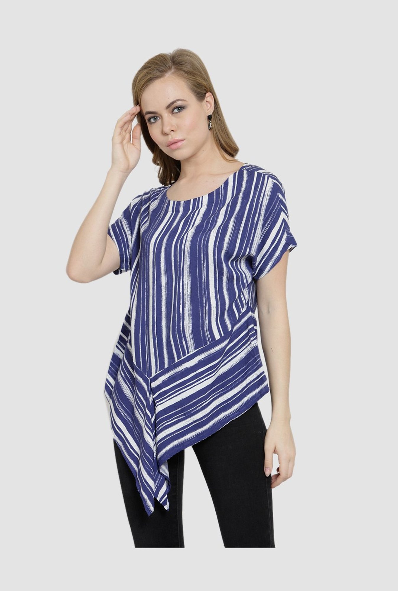 Latin Quarters Blue Striped Top