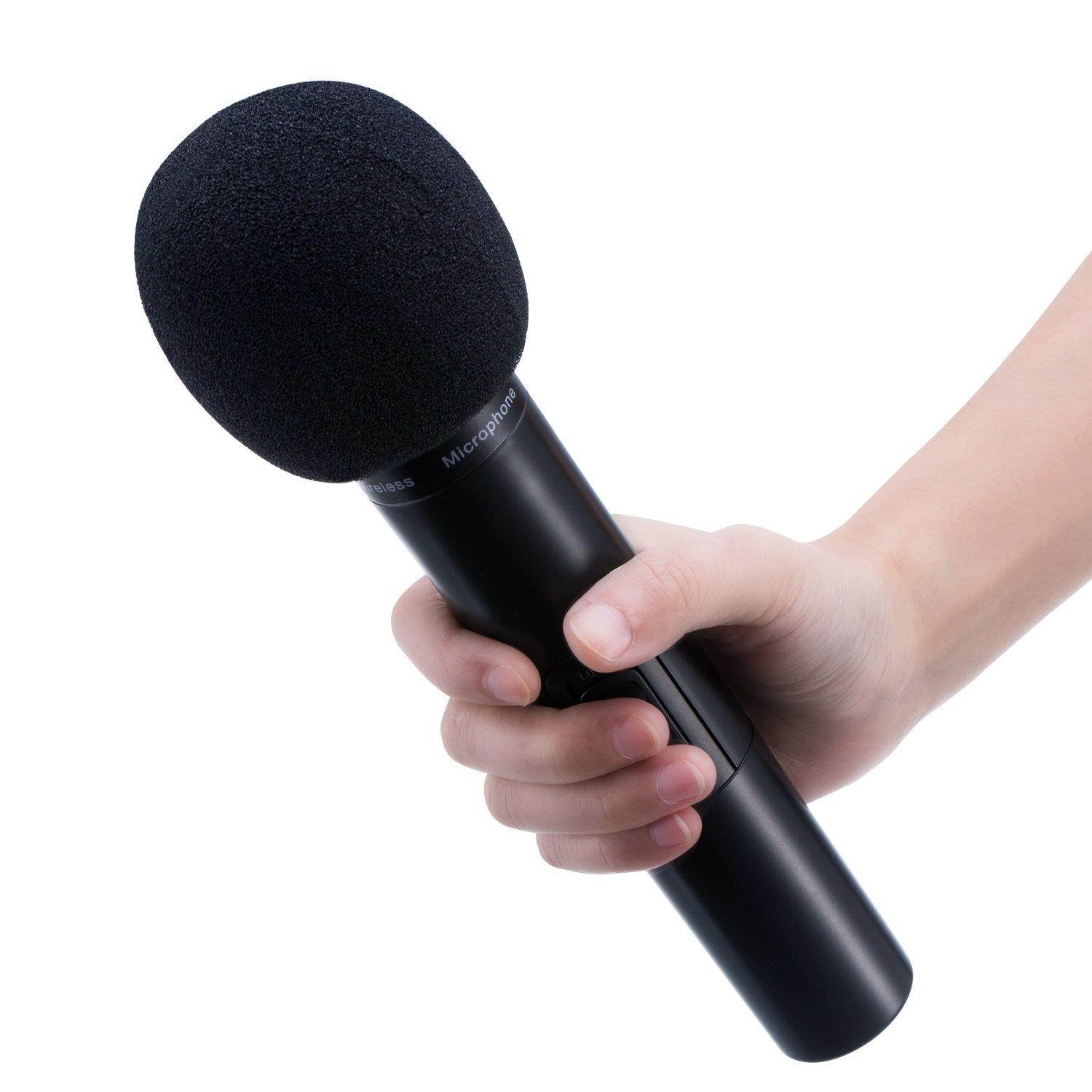 Mudder 5 Pack Foam Mic Cover Handheld Microphone Windscreen, Black