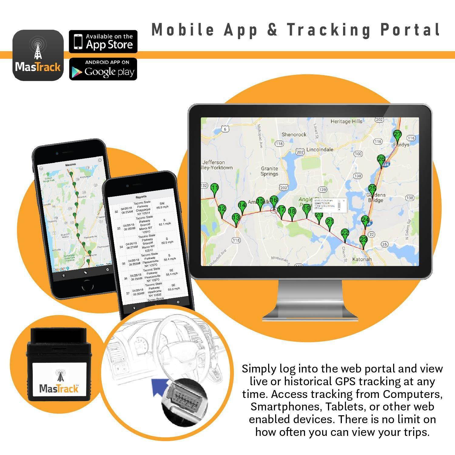 MasTrack MT_OBD Live GPS Vehicle Tracker with Engine Diagnostics