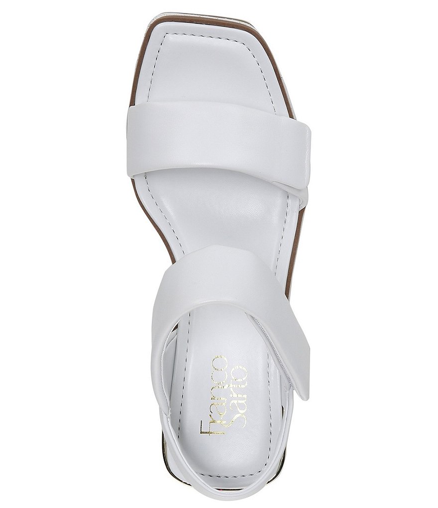 Franco Sarto Sweety Square Toe Leather Cork Platform Wedge Sandals