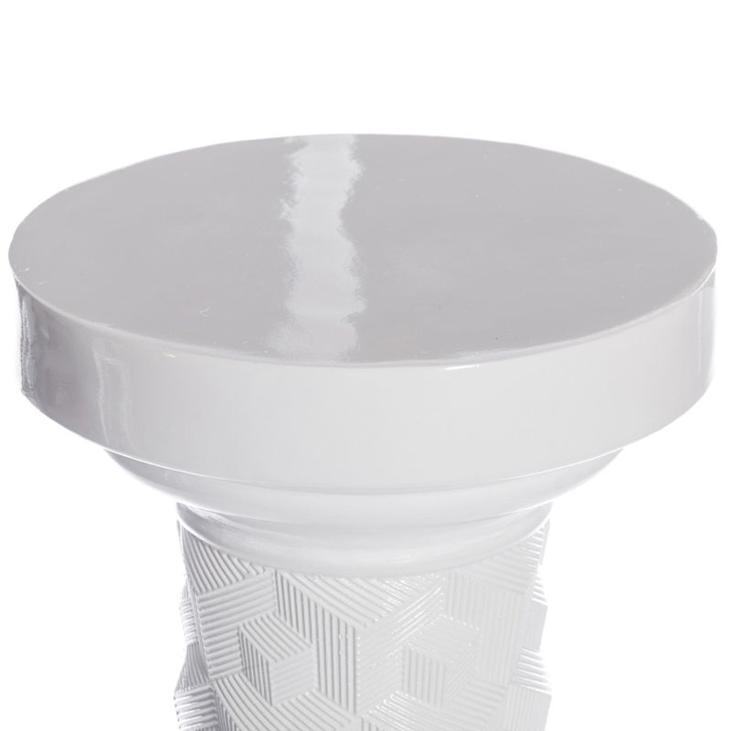 Uniquewise Tall Decor White Geometric Cube Fiberglass Column Pedestal, Display Flower Vase Stand