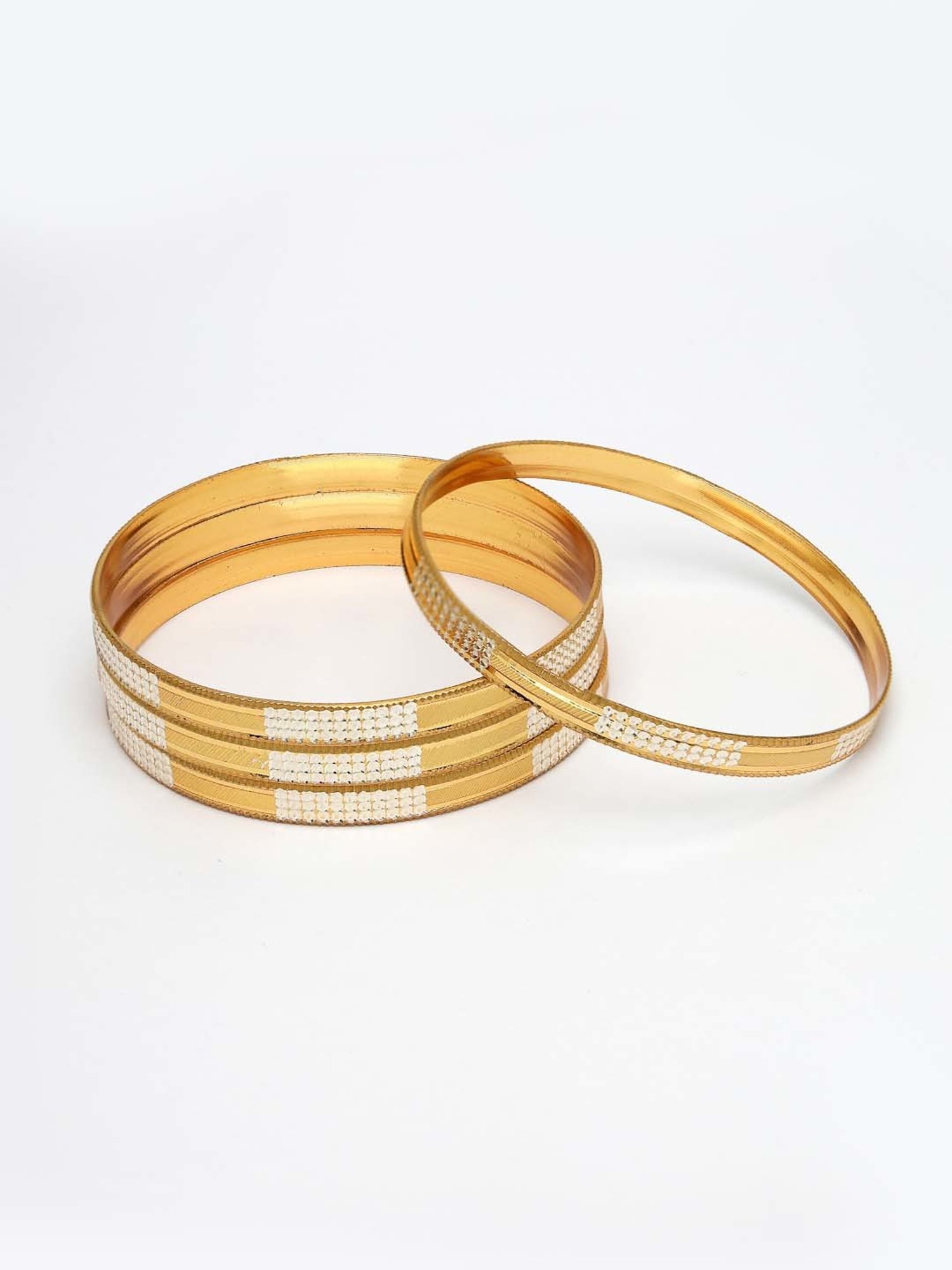 NVR Gold-Plated CZ-Studded Traditional Bangles for Women - Set of 4