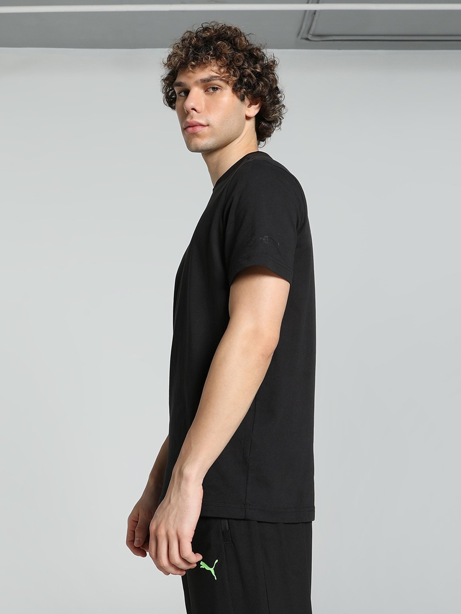 Puma Black Cotton Regular Fit Printed T-Shirt