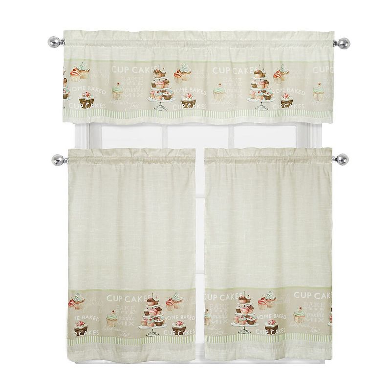 Set of 2 36"x42" Floral Curtain Tiers White/Beige - Threshold™
