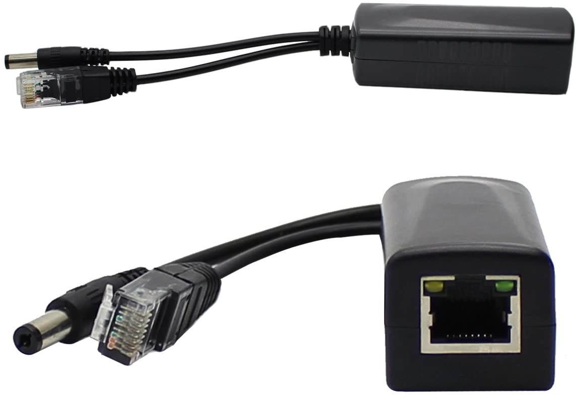ANVISION 2-Pack Active PoE Splitter Adapter IEEE 802.3af Compliant 10/100Mbps DC 12V Output for IP Camera Wireless AP Router Voip Phone AV-PS12
