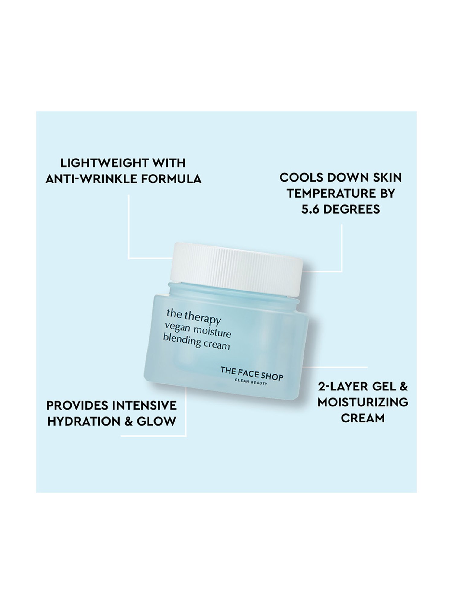 The Face Shop Therapy Vegan Moisture Blending Cream with 48Hr Hydration - 60 ml