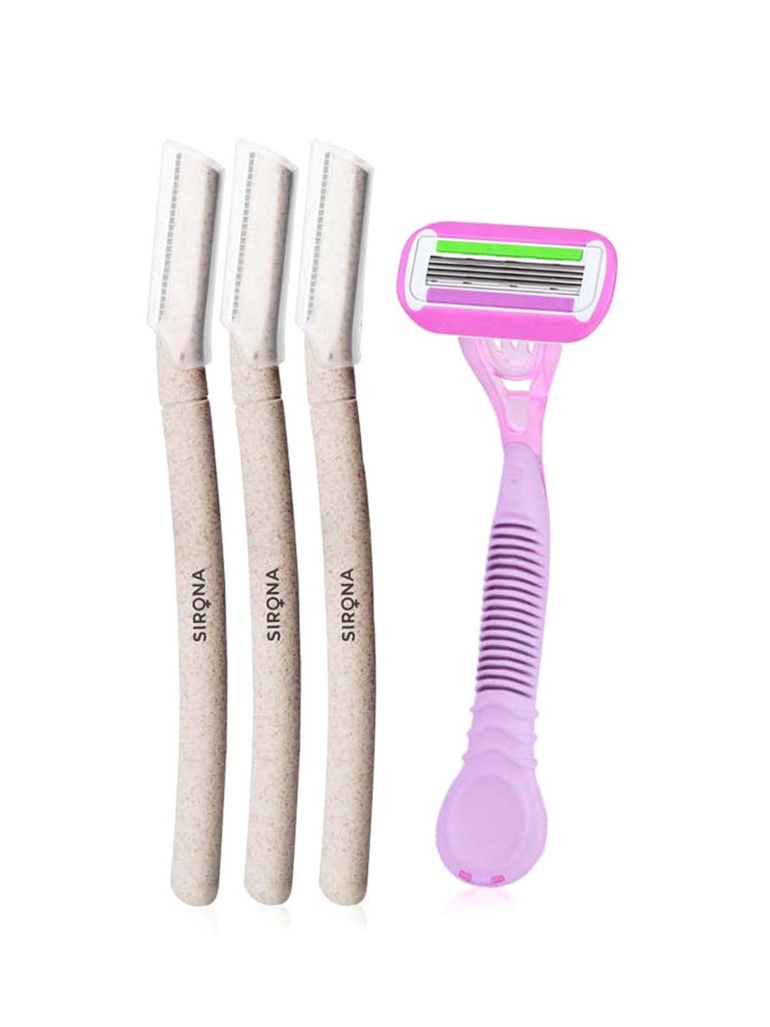 Sirona Reusable Eyebrow and Face Razor - 3 Pcs with Reusable Hair Removal Razor - 1 Pcs