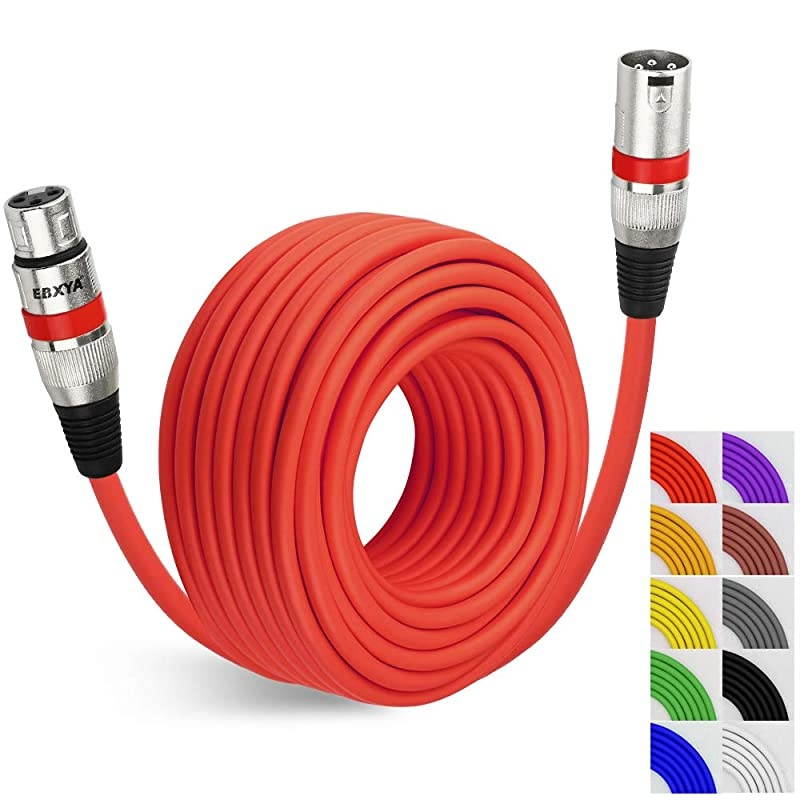 XLR Cable 50 Ft Colored Balanced DMX Cable Microphone Patch Cable Cords 50 Feet Red