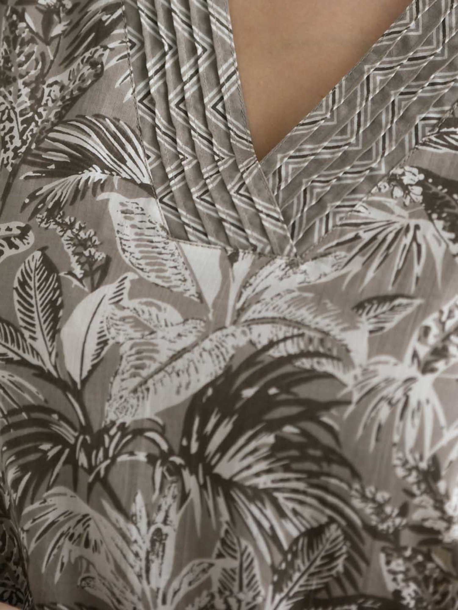 Rustorange Grey Cotton Printed A Line Short Kurti