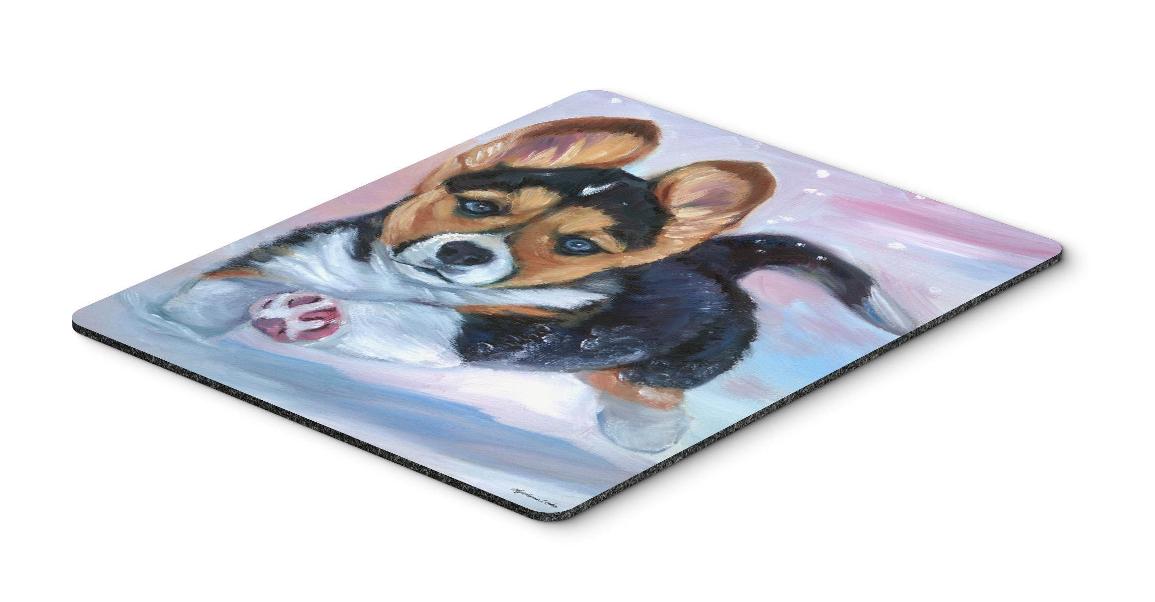 Puppy Chase Corgi Mouse Pad, Hot Pad or Trivet 7371MP