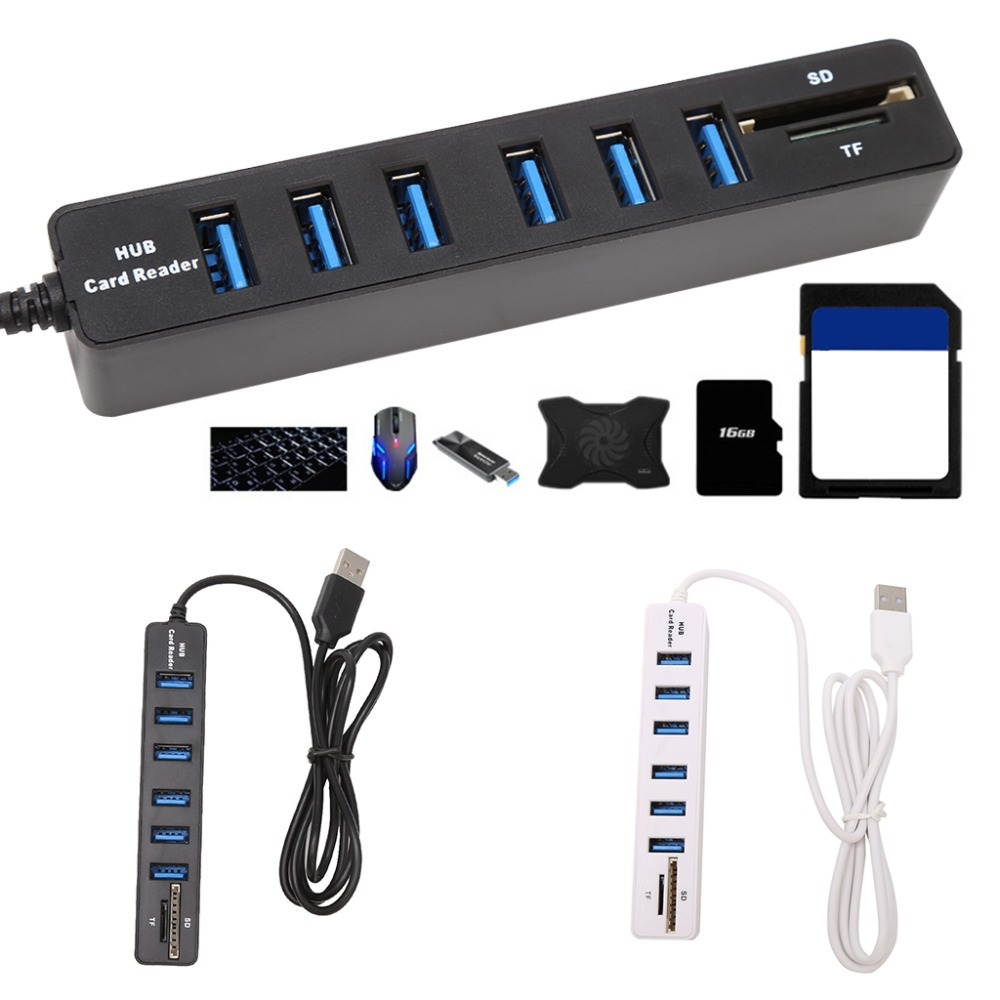 USB Hub 2.0 Multi USB 2.0 Hub USB Splitter High Speed 3 6 Ports 2.0 Hab TF SD Card Reader All In One For PC Computer Accessories
