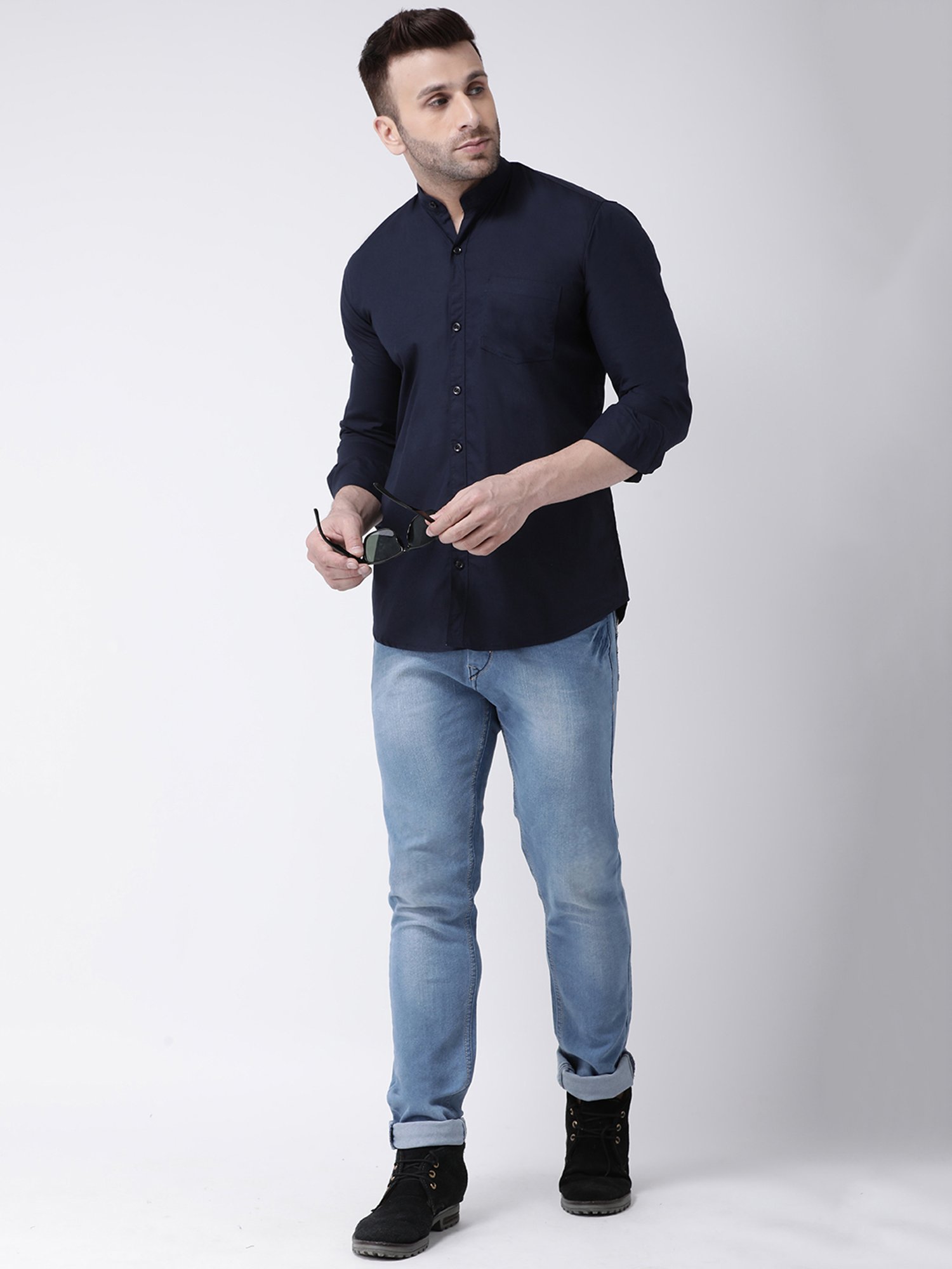Hangup Plus Navy Slim Fit Pure Cotton Shirt
