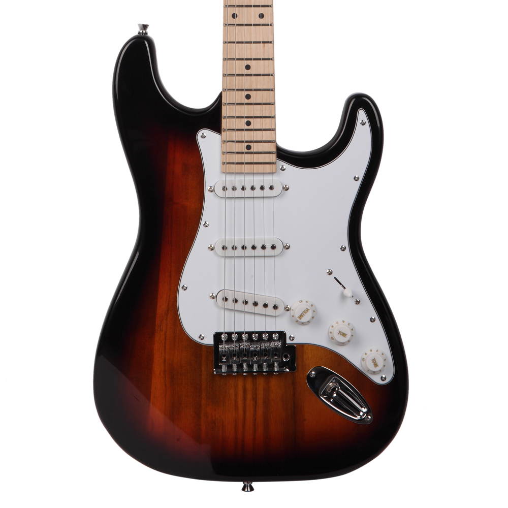 Glarry GST Maple Fingerboard Electric Guitar Bag Shoulder Strap Pick Whammy Bar Cord Wrench Tool Sunset Color