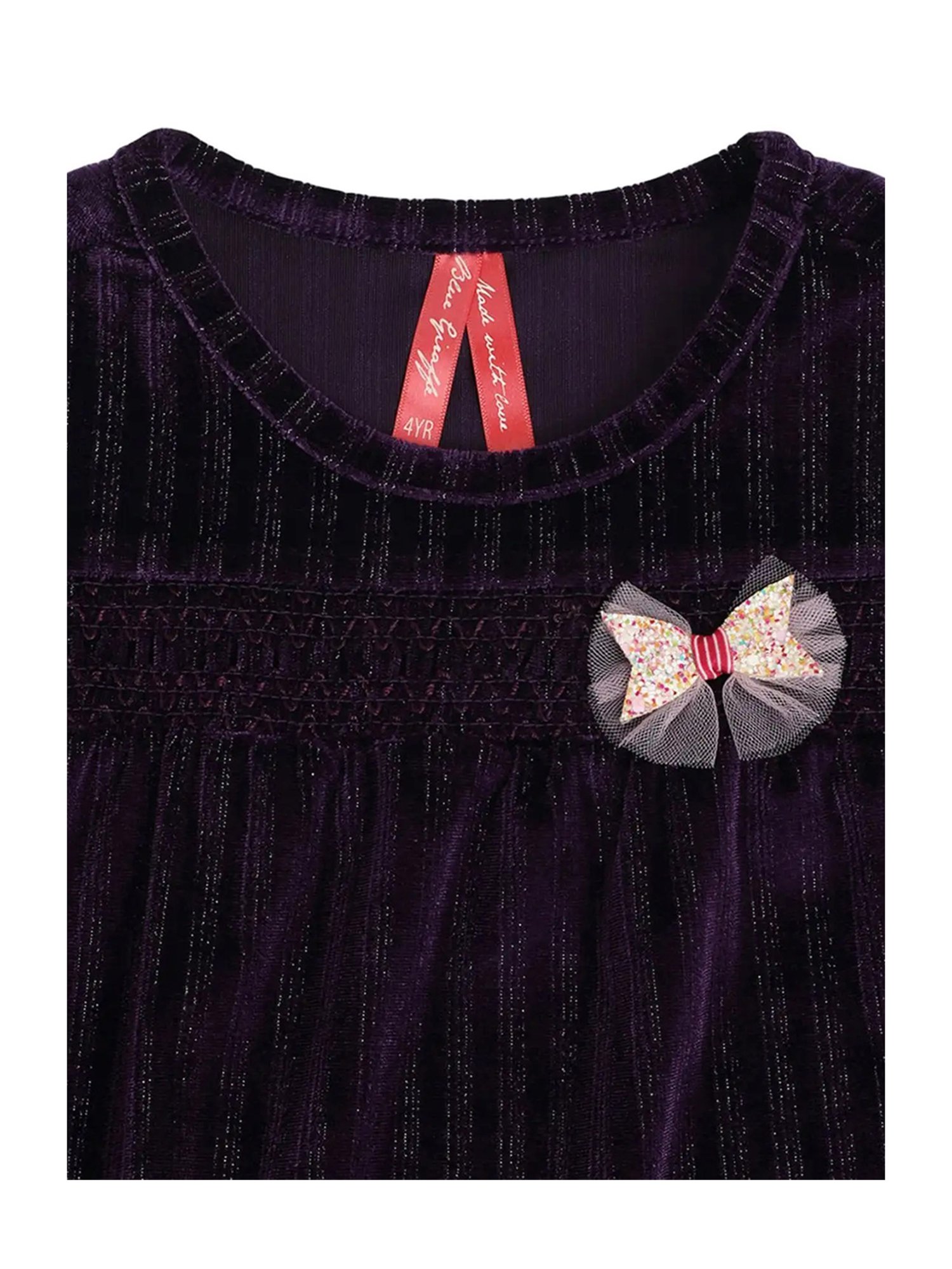 Blue Giraffe Kids Purple Solid Full Sleeves A-Line Dress