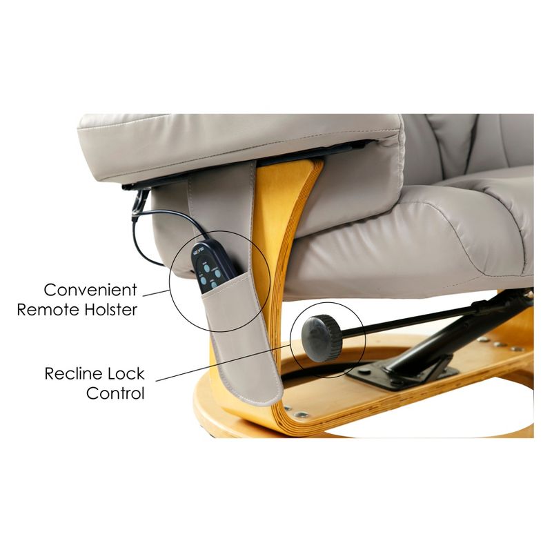 Plush 8 motor massage Leisure Recliner with Ottoman Beige - Relaxzen