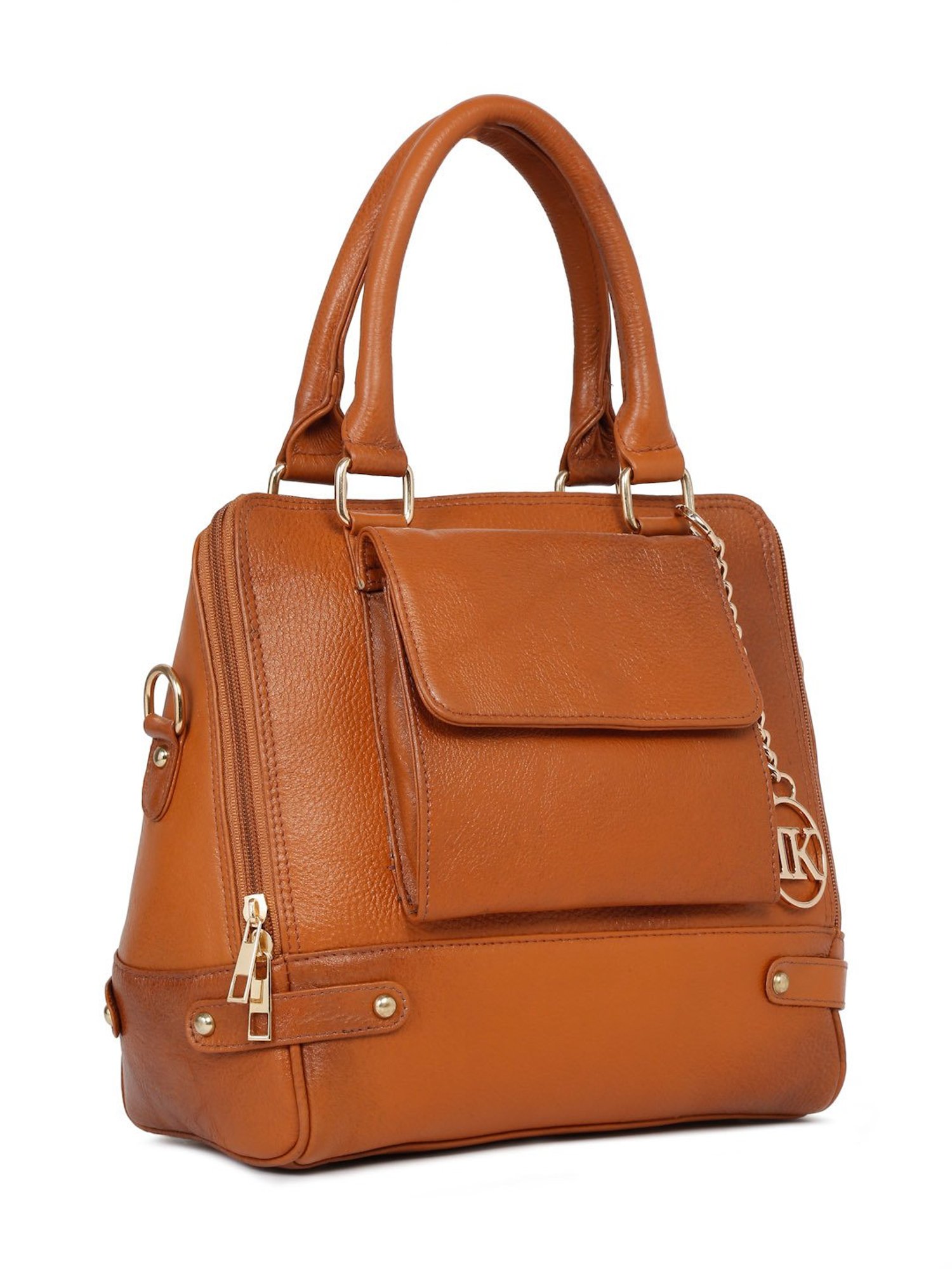 Teakwood Leathers Tan Solid Satchel Handbag