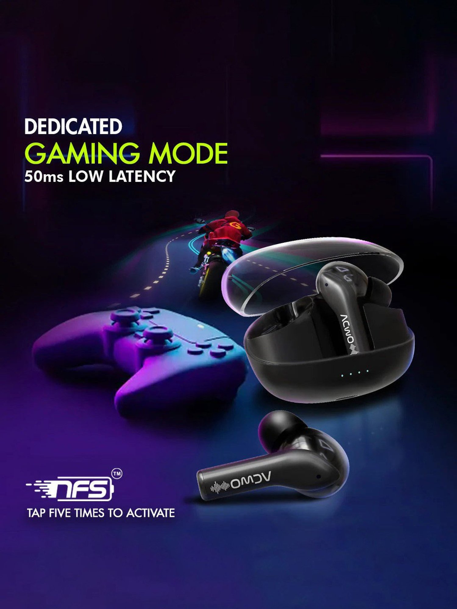 ACwO DwOTS 535 In Ear BT Earbuds with 35H Playtime & BasS BooM X Sound (Jade Black, True Wireless)