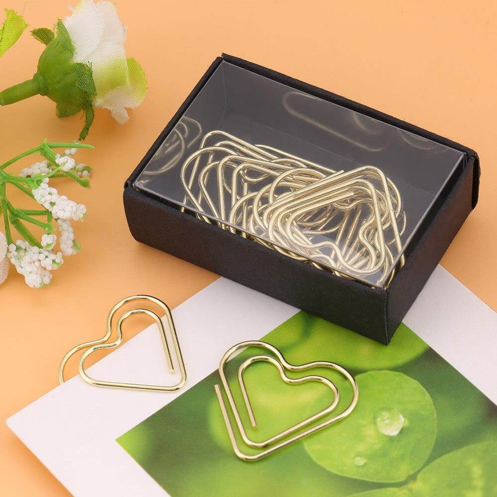 12pcs Heart Shape Paper Clips Bookmark Marking Document Organizing Clip Notes Letter Paper Clip Office Supplies