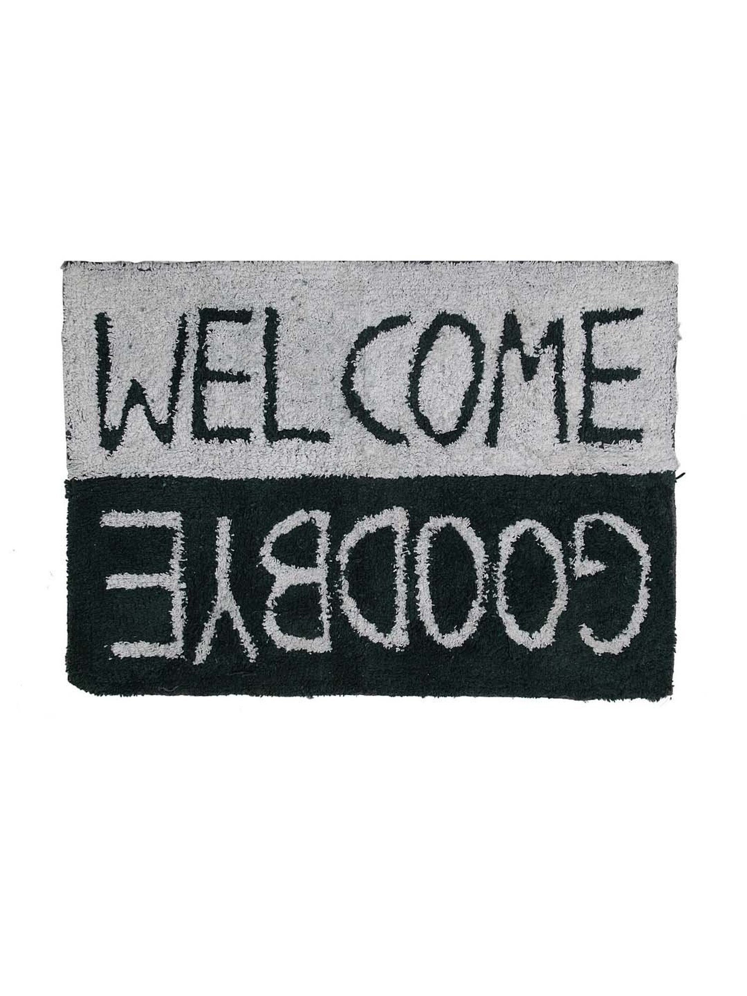 HOSTA HOMES Grey & Green Cotton Anti-Skid Door Mat - Set of 1