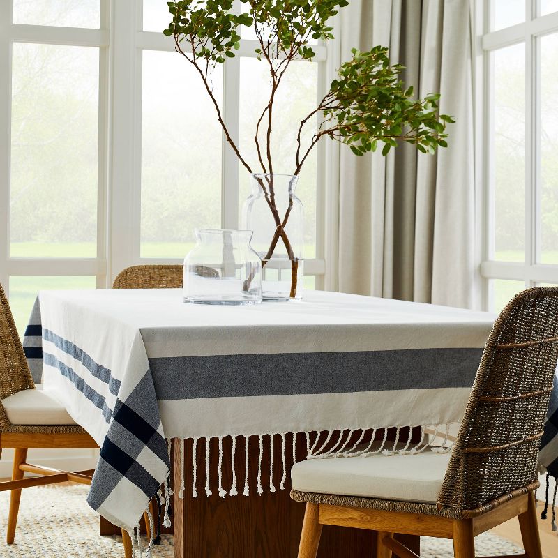 84" x 60" Cotton Plaid Tablecloth Cream - Threshold™ designed with Studio McGee