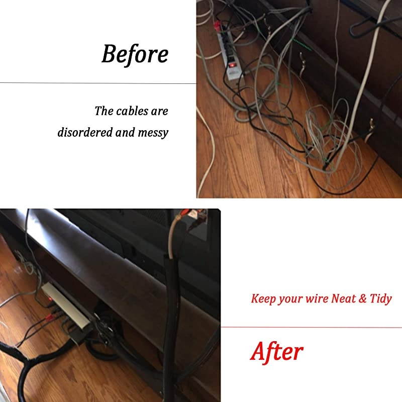 Sleeve Flexo PET Expandable Braided Sleeving 50ft x 1 Sleeving Black Cable Sleeve for Audio Video USB Charger Cable Management Protect Cat from Chewing Cords