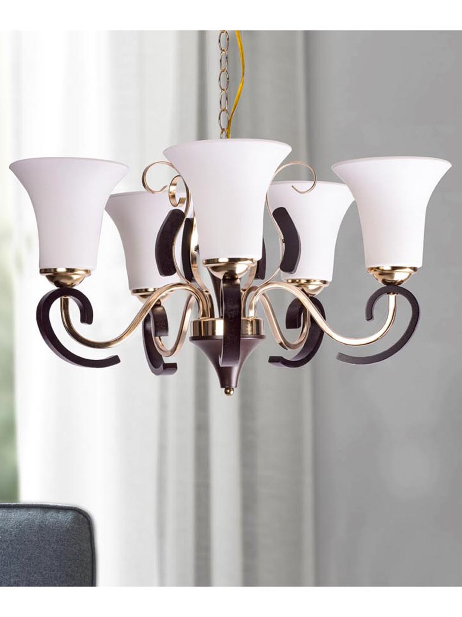 Fos Lighting Antique Brass Finish Allure 5 Light Chandelier - Set of 1