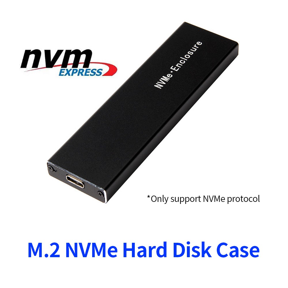 M.2 NVMe SSD Case NVME SSD Enclosure Type-C Interface M.2 NVMe Hard Disk Case Aluminum Alloy External Hard Drive Case with Cable