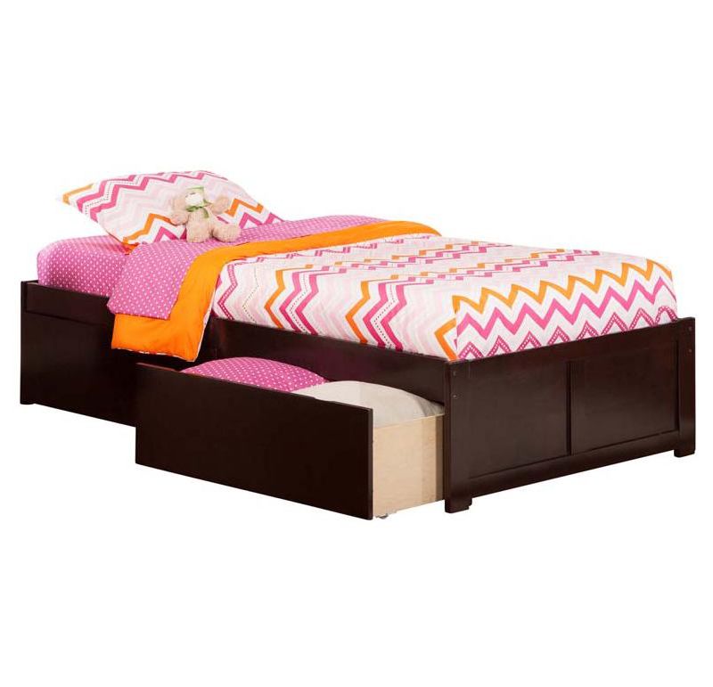 Concord Twin Flat Panel Footboard w/ 2 Urban Bed Drawers Espresso - Atlantic Furniture