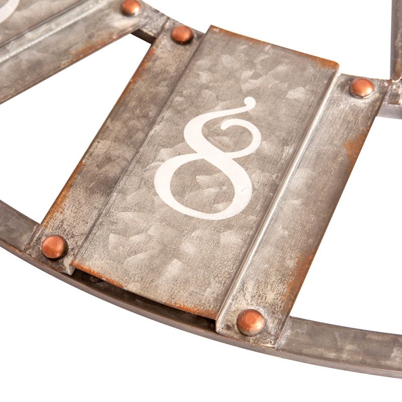 36" Galvanized Metal and Wood Windmill Clock Silver - Patton Wall Decor