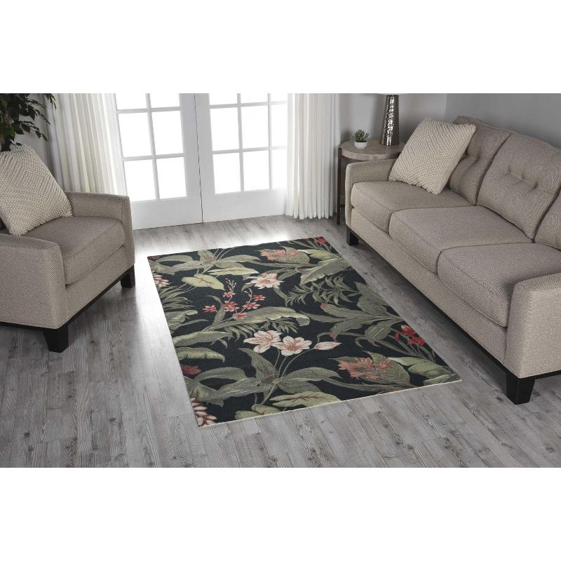 Waverly Sun & Shade "Wilea Coast" Black Indoor/Outdoor Area Rug by Nourison SND24 4'4" x 6'11"