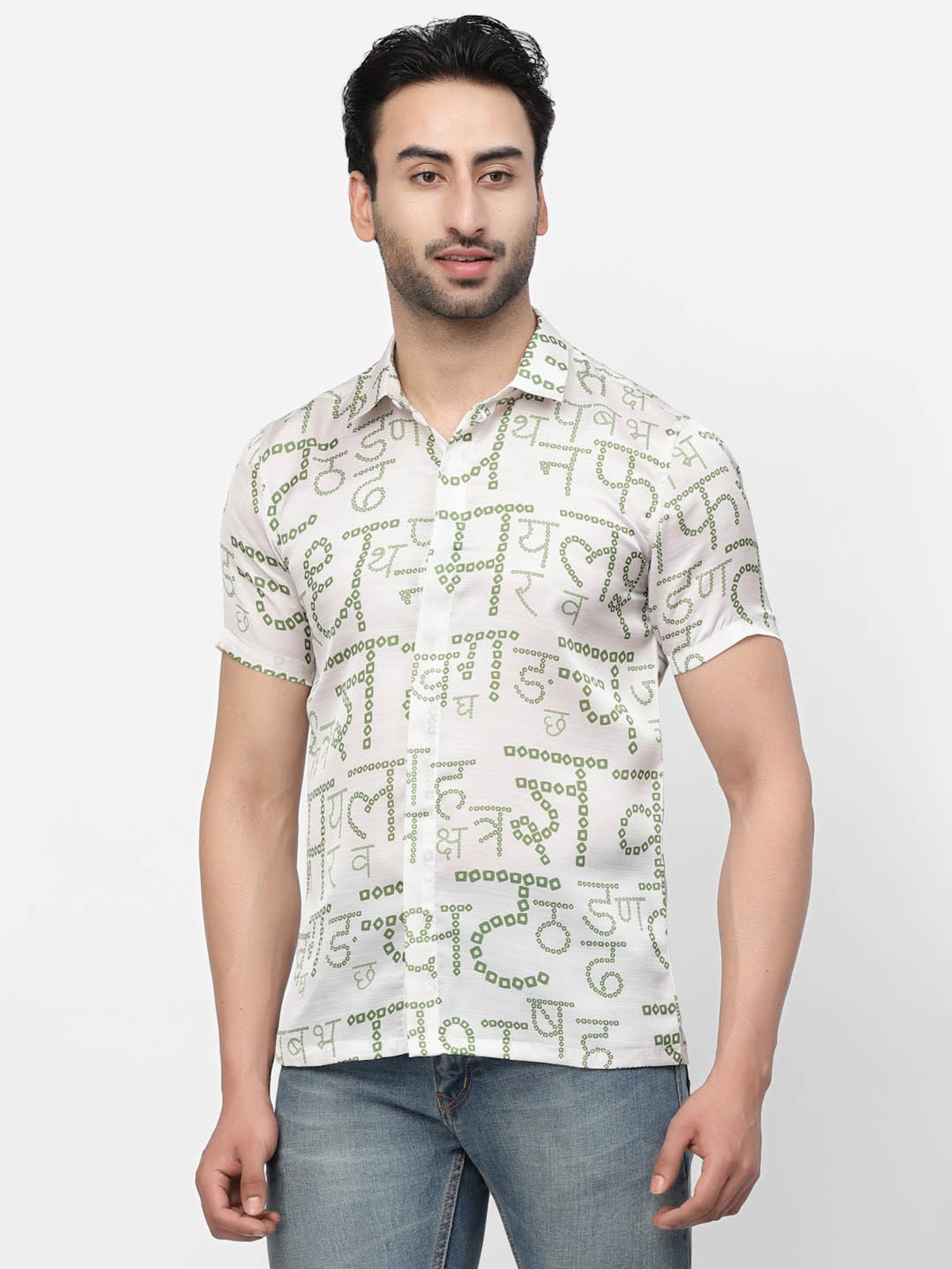 Lela White Regular Fit Printed Shirt