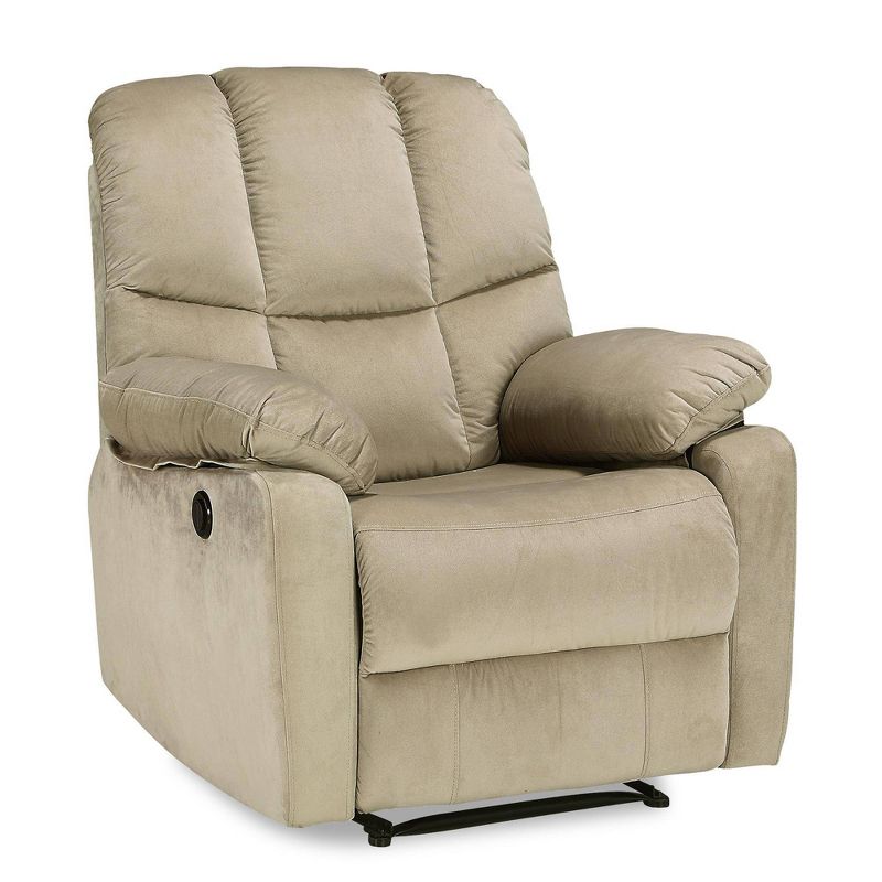 Loyola Power Recliner with Padded Arms Beige - Dorel Living