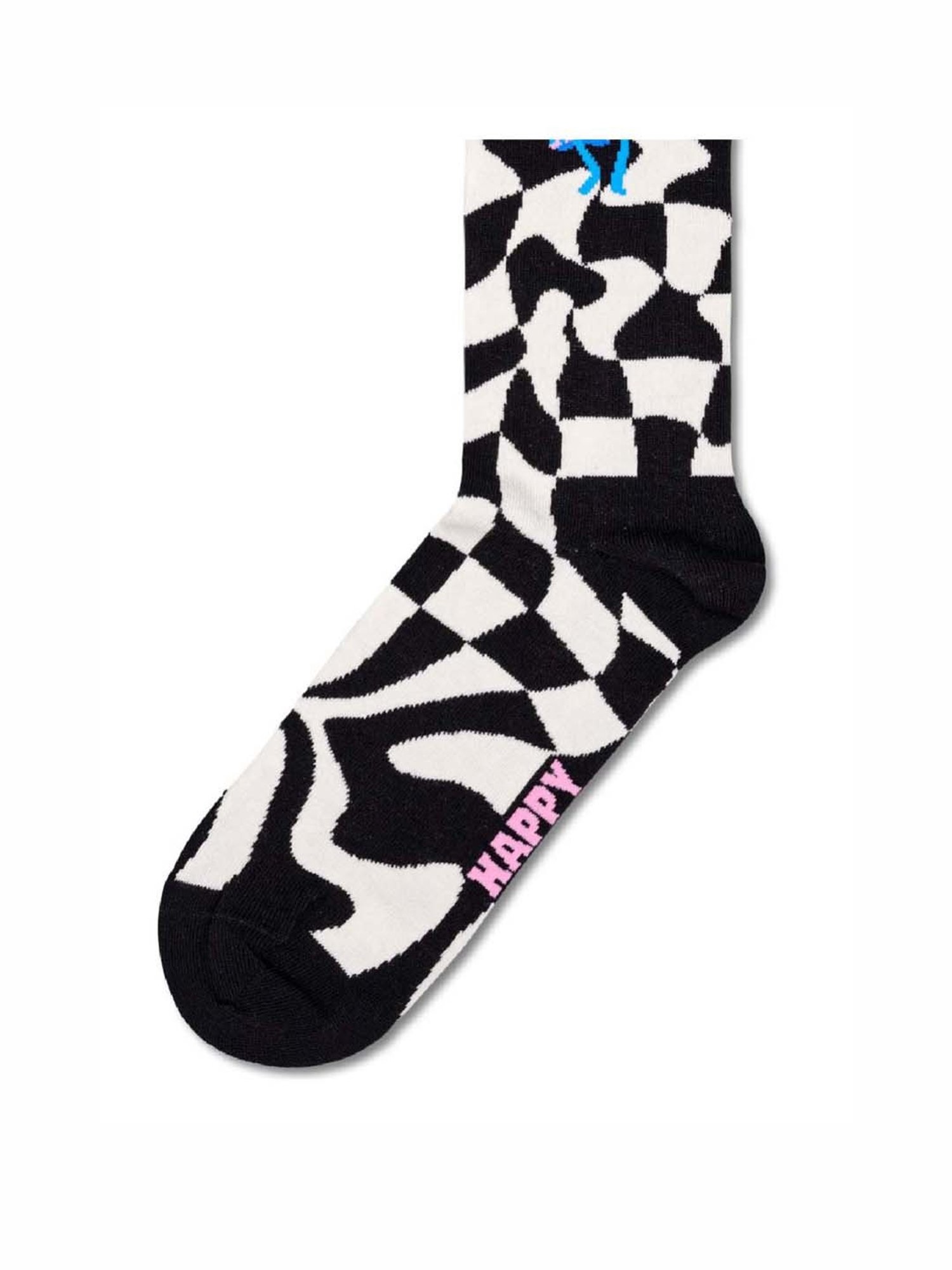 Happy Socks Distorted Check Black Cotton Printed Socks (36-40)