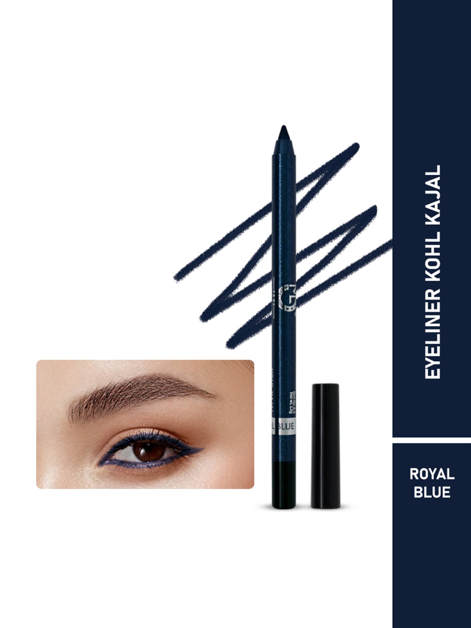Matt Look Single Stroke Super Glide Eyeliner Kohl Kajal Royal Blue - 1.3 gm