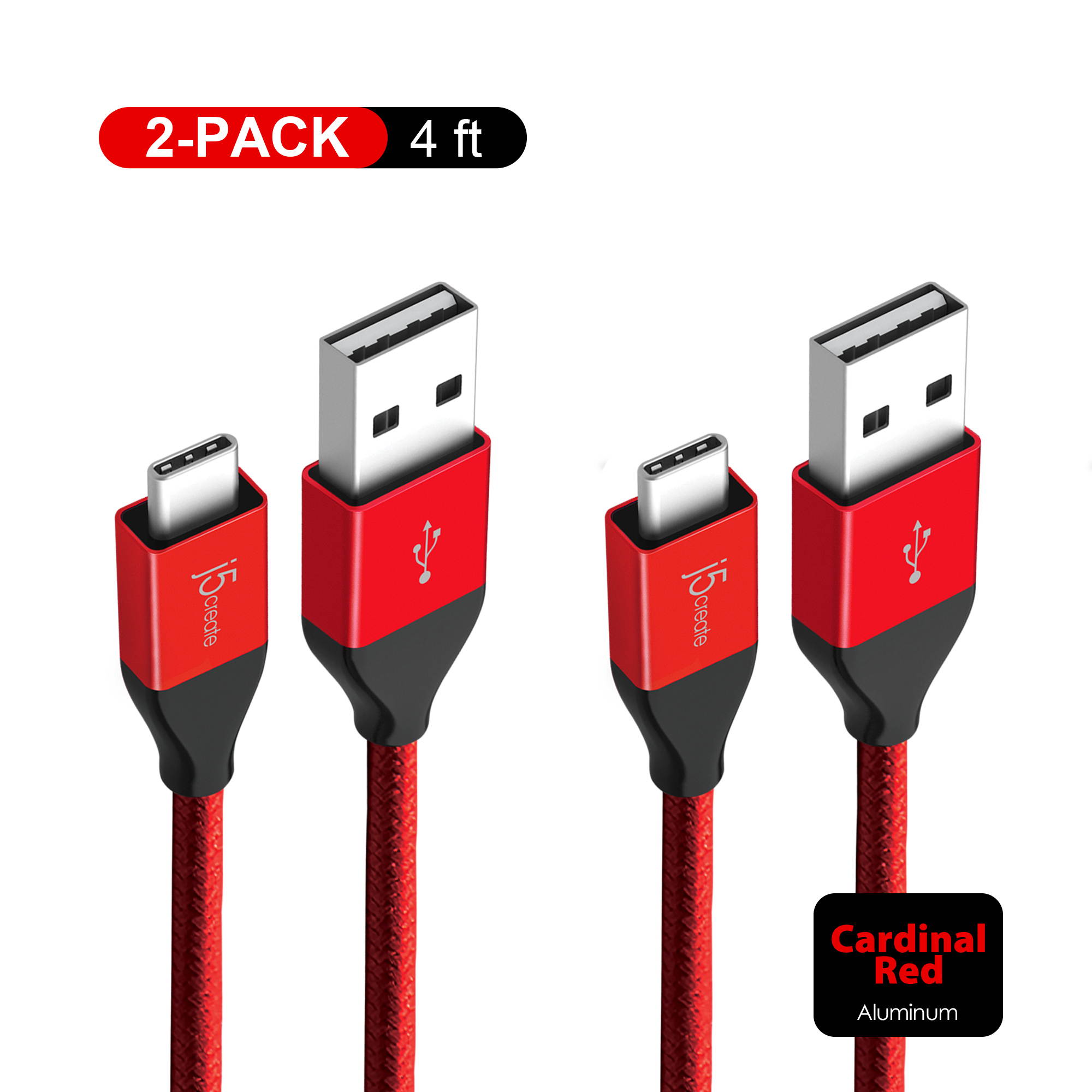 j5create USB2.0 Type-C&trade; to Type-A Cable (Pack of 2)