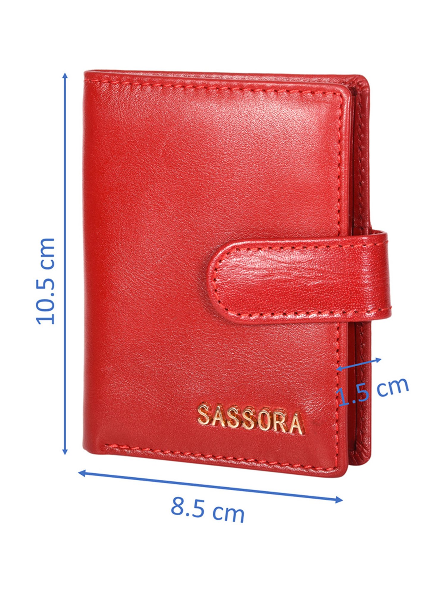 SASSORA Claret Red Leather Small Coin & Card Case for Men & Women