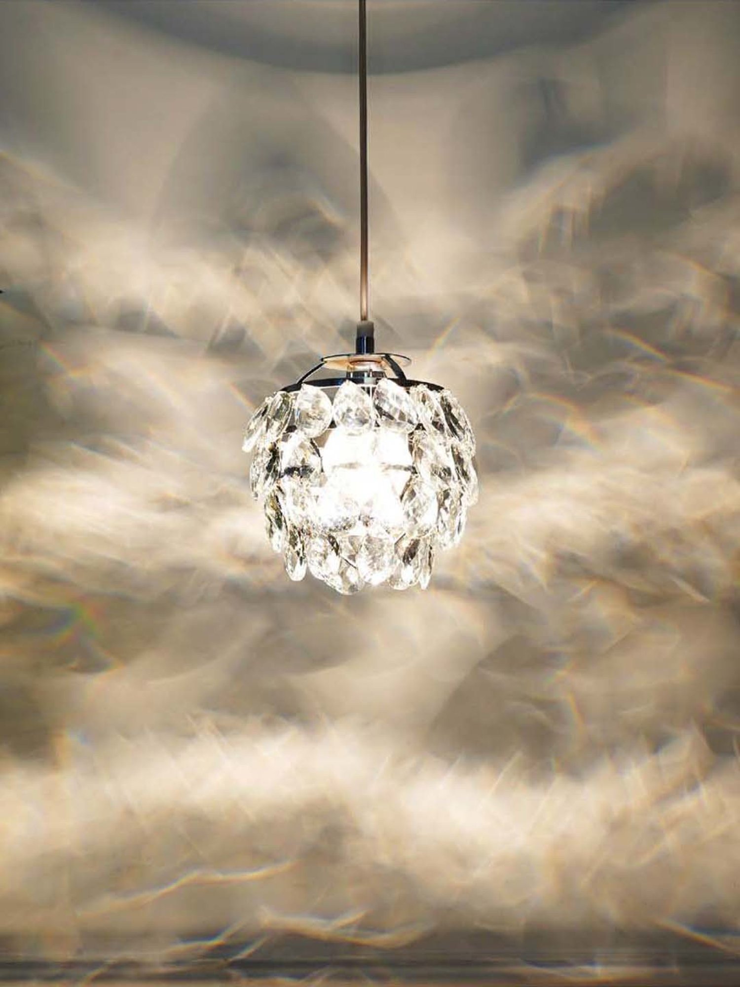 Kapoor Lamp Shades Chrome & Clear Brass Vibrant Crystal Pendant Light