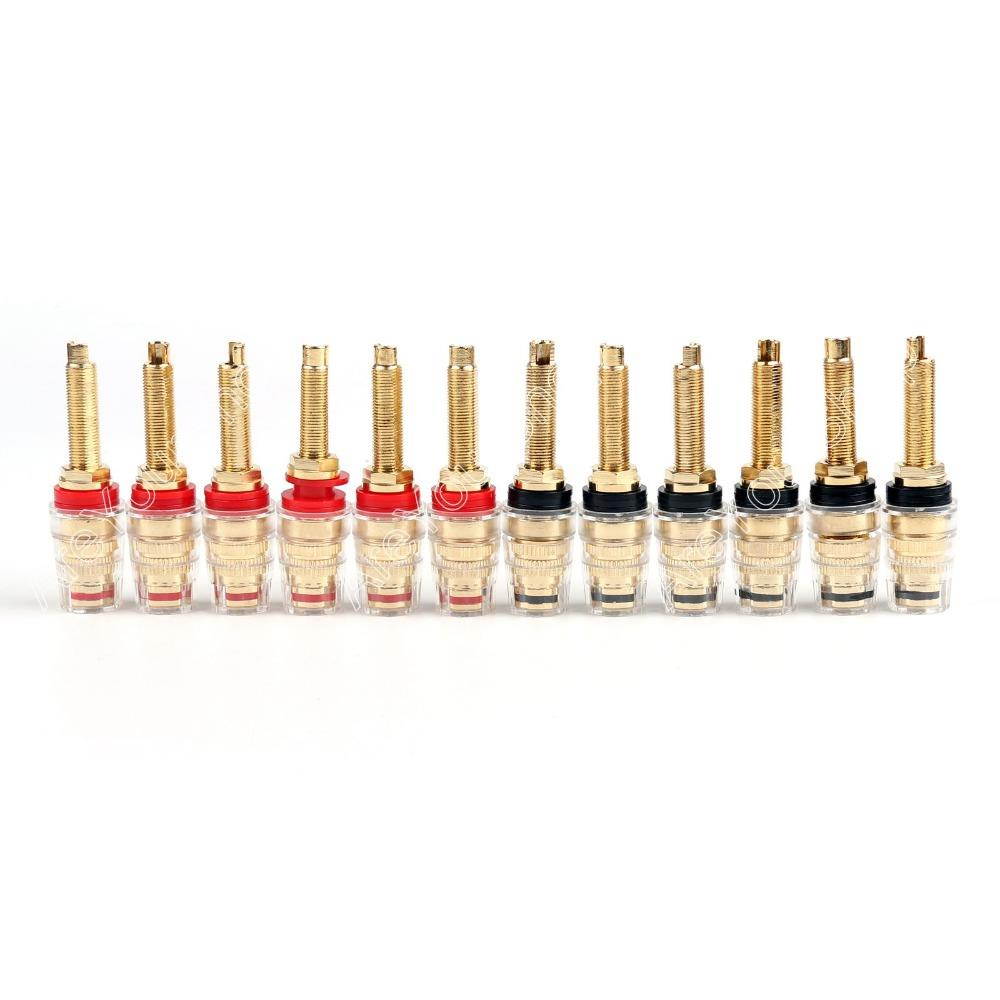 12 Pcs Gold Plated Copper Crystal Binding Post For Speaker Amplifier 4mm Banana Plug Connector