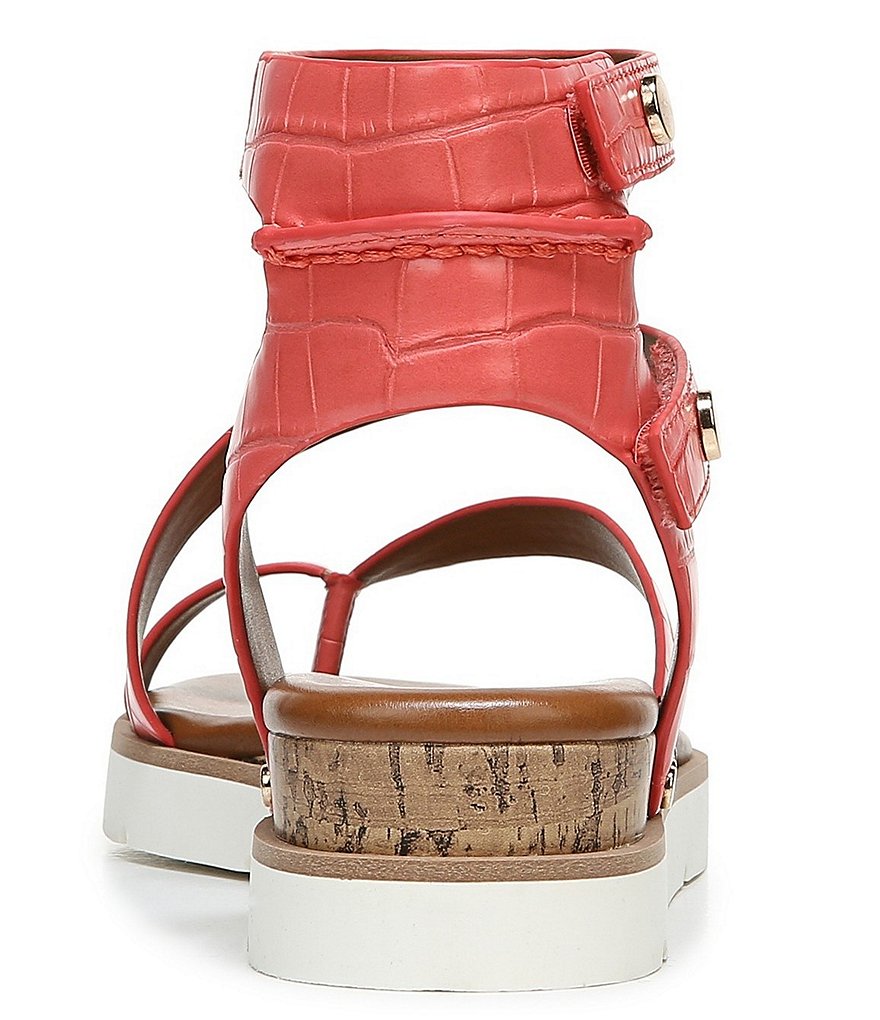 Franco Sarto Daven Croc Embossed Gladiator Wedge Sandals