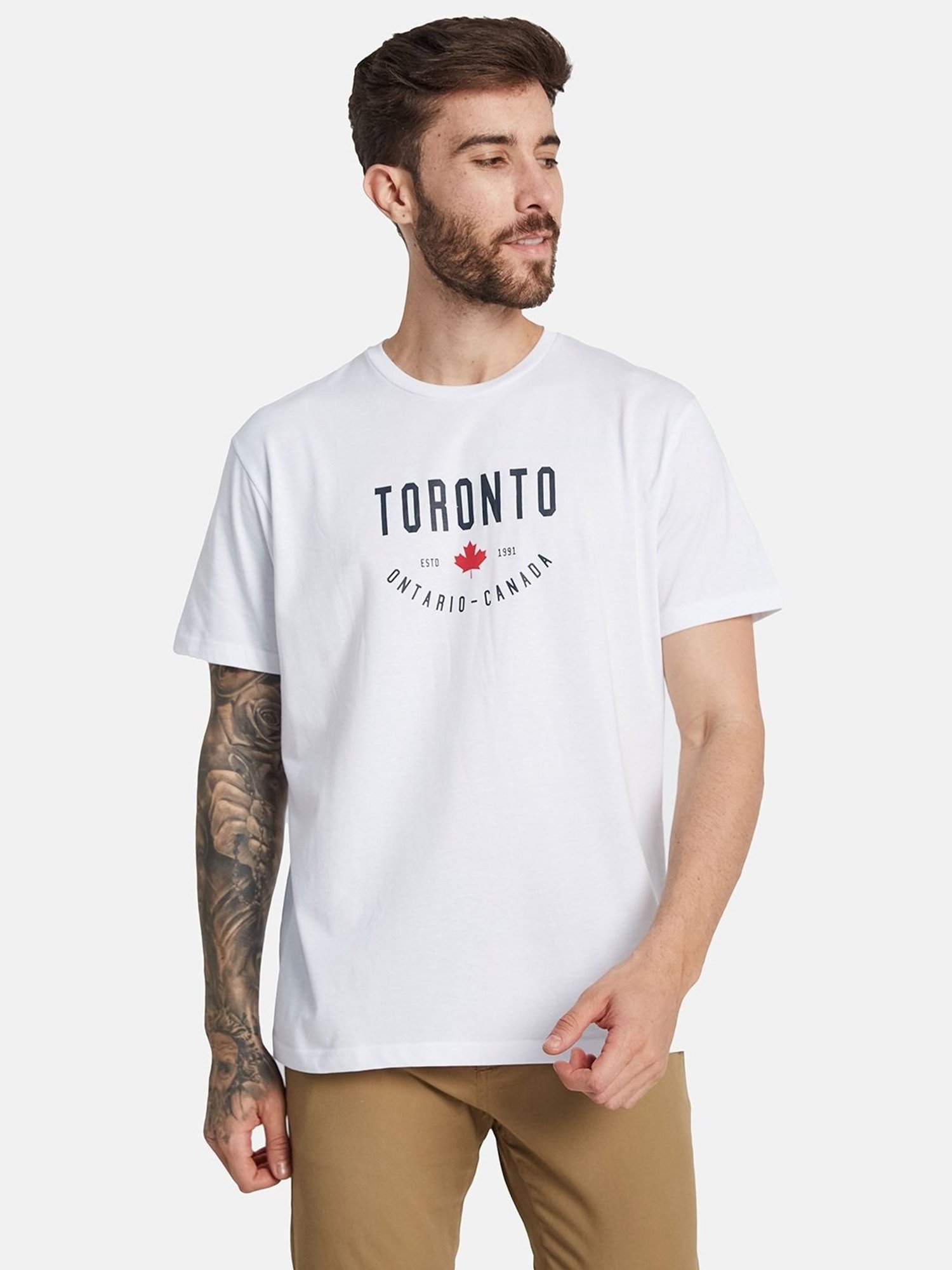 Octave White Regular Fit Printed T-Shirt